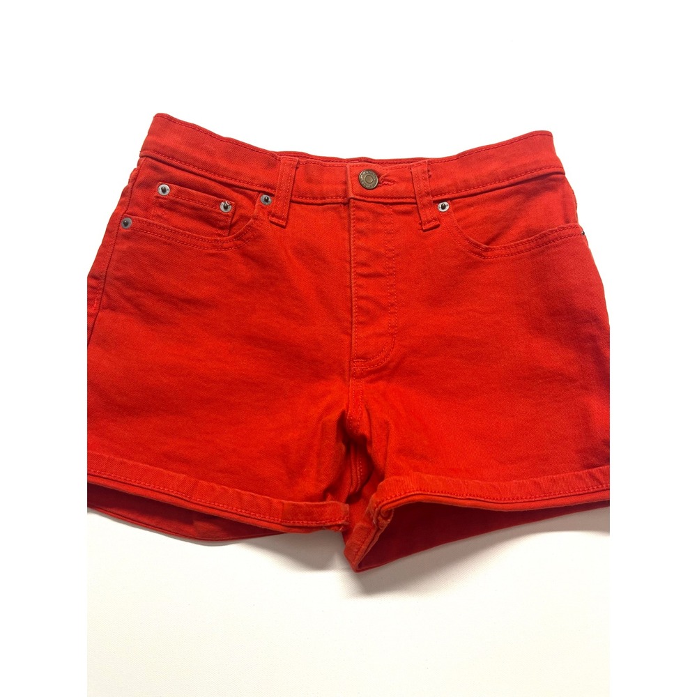 Banana Republic Womens 4 High Rise Denim Shorts Red Sazerac 4 Inch 570557 0451